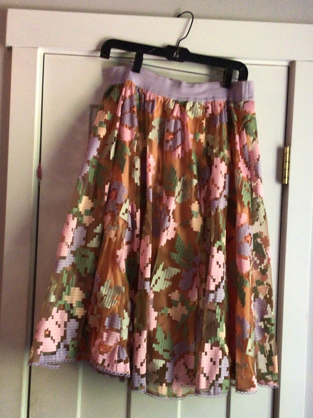 NWTAnthropologie Pixel Floral Circle Skirt in Lilac, Pink & Olive
